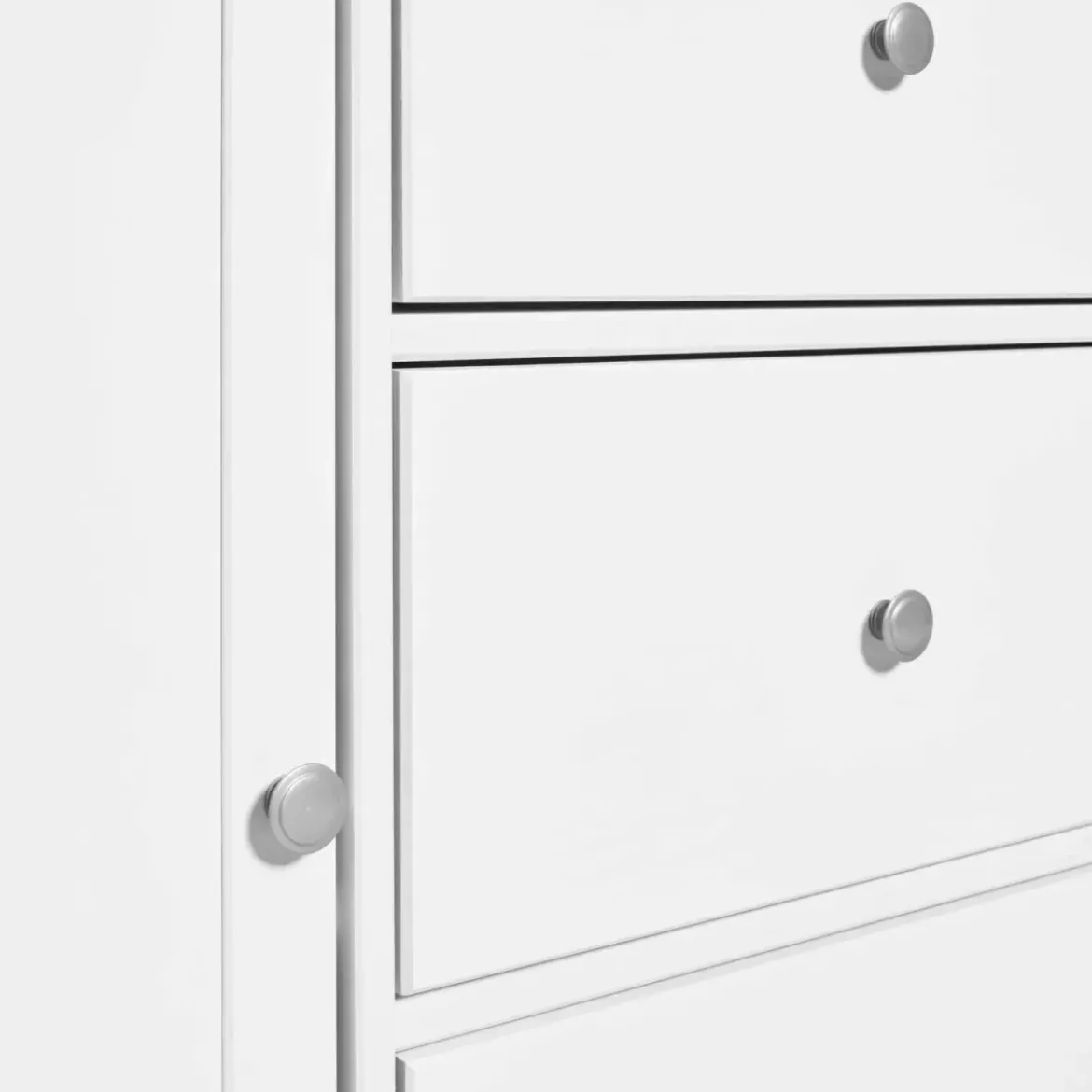 Credenza da Cucina 3 Cassetti 2 Ante in Legno Bianco Madia Moderna
