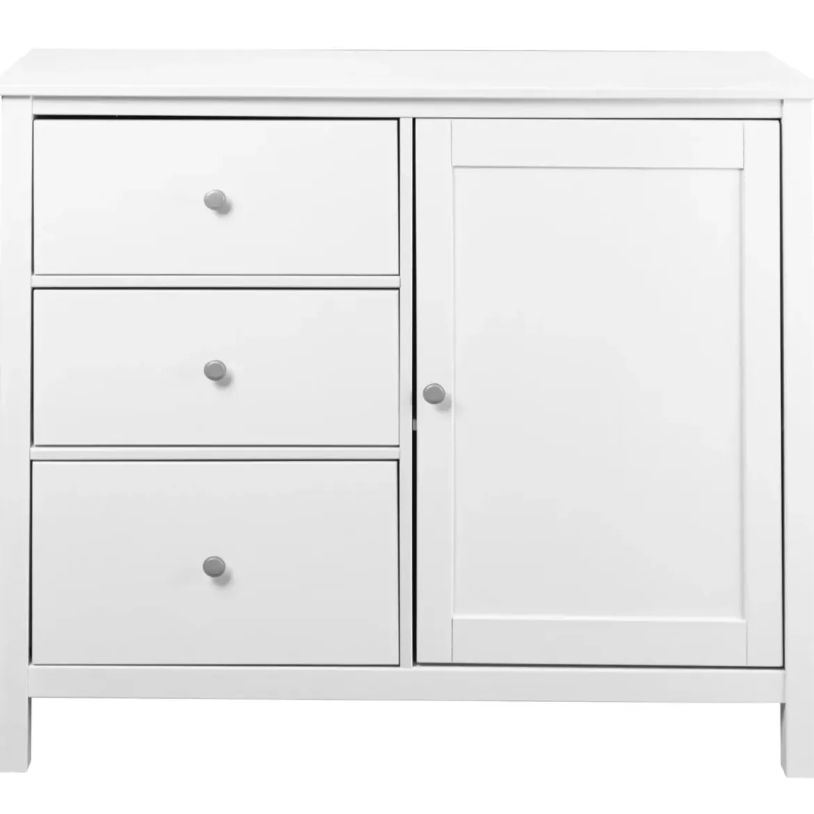 Credenza da Cucina 3 Cassetti 1 Anta in Legno Bianco Madia Moderna