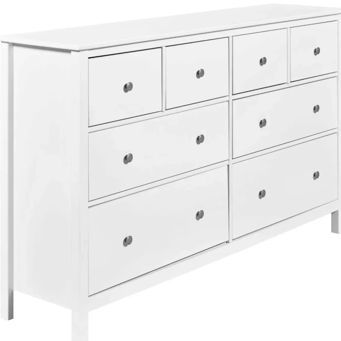 Credenza da Cucina Cassettiera 8 Cassetti in Legno Bianco Moderna