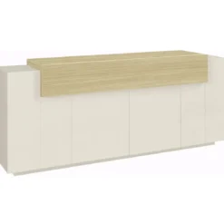 Credenza da Cucina Soggiorno Beige Rovere 5 Ante Battenti Ribalta