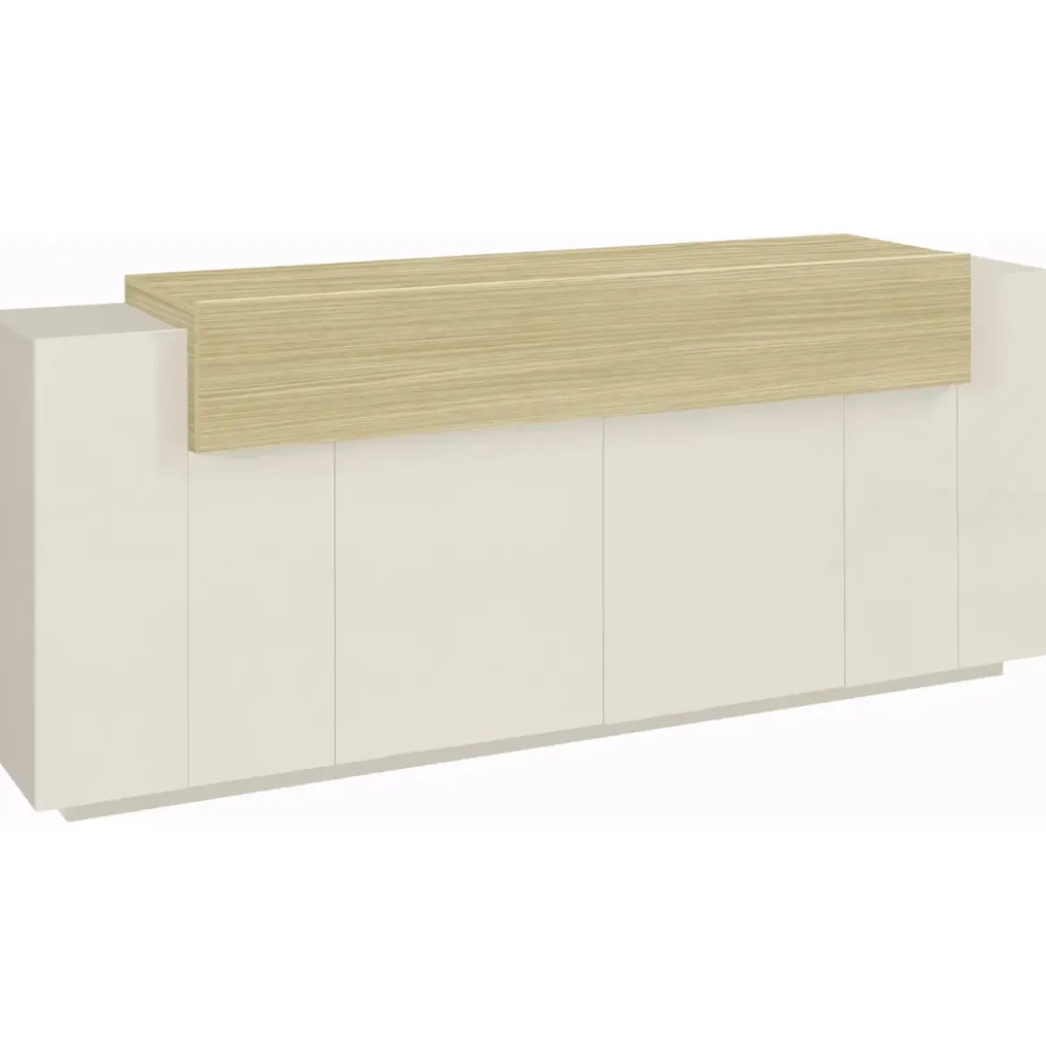 Credenza da Cucina Soggiorno Beige Rovere 5 Ante Battenti Ribalta