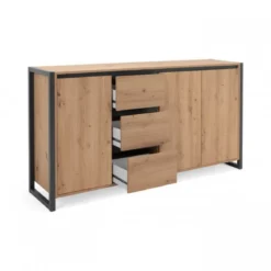 Credenza Madia con Cassetti e Ante Mobile in Legno Quercia Buffet Madia