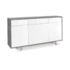 Credenza Mobile Madia 3 Ante 3 Cassetti Bianco Lucido Grigio da Soggiorno