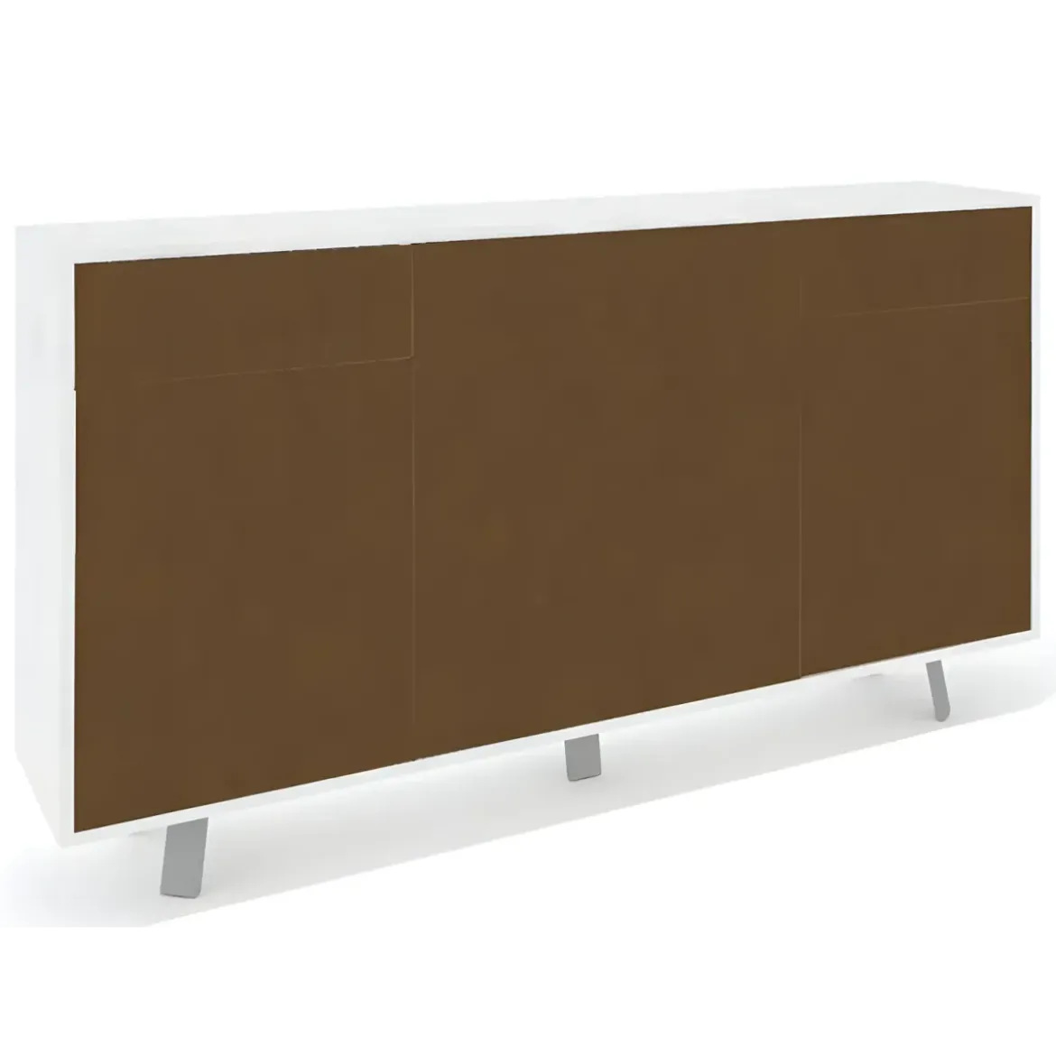 Credenza Moderna 164x41x92 cm 3 Ante 3 Cassetti Bianca e Ruggine