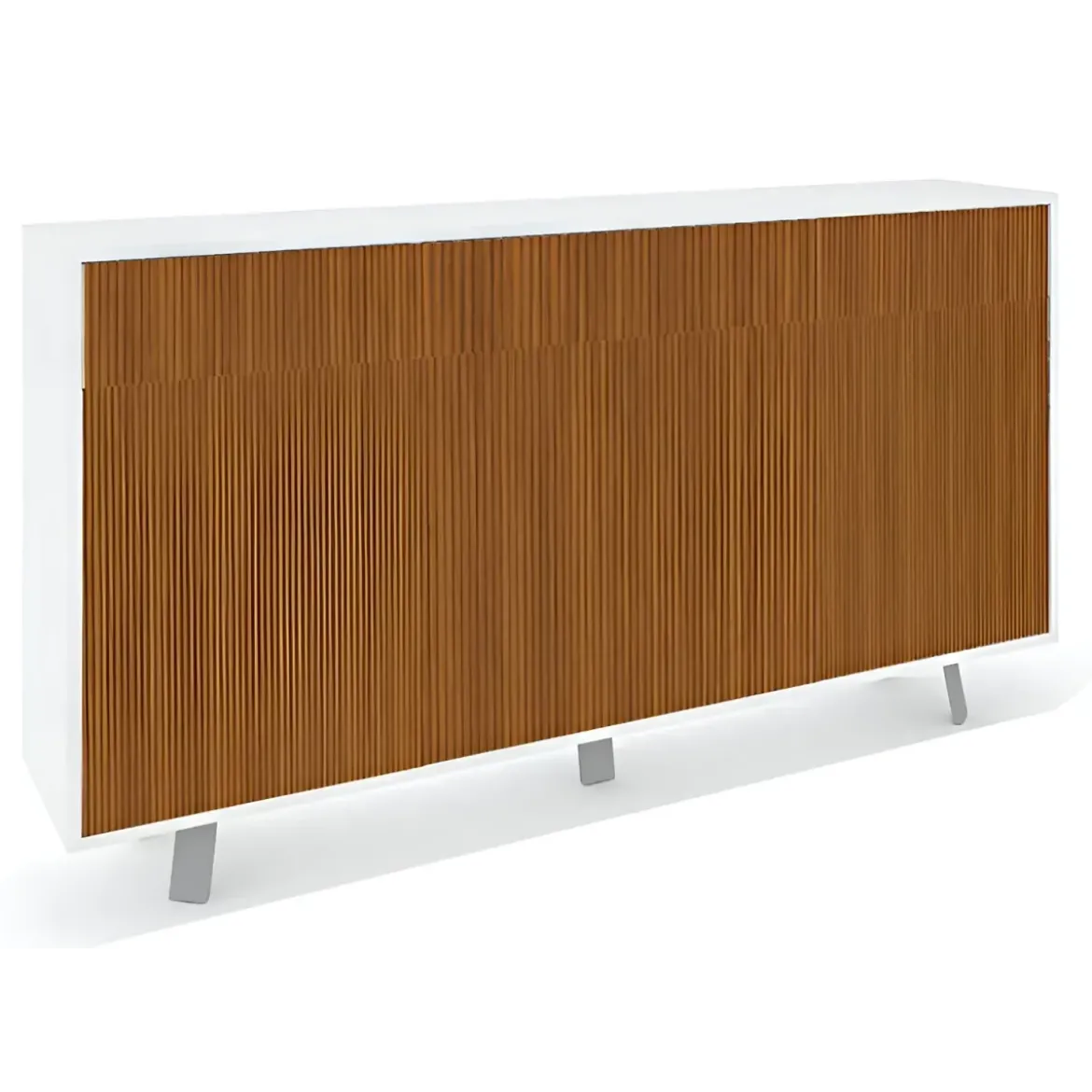 Credenza Moderna 164x41x92 cm 3 Ante 3 Cassetti Bianca e Rovere