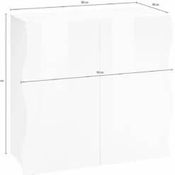 Credenza Multiuso 2 Ante Battenti Mensola Antracite Madia in Legno