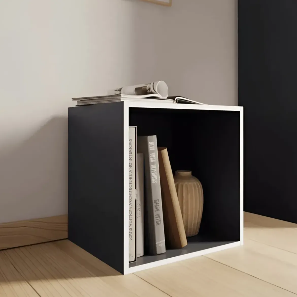 Cubo Contenitore Libreria 35x29x35 cm Legno MDF Grigio Ardesia Modulare