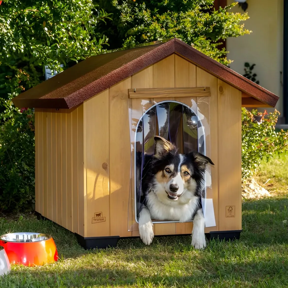 Cuccia per Cani Grande per esterno in legno 81x101x78 cm