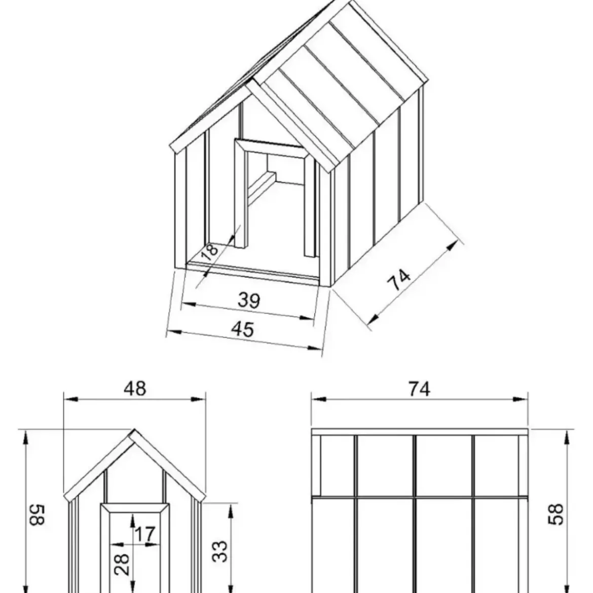 Cuccia per Cani in Legno 10 mm Piccola Taglia 74x45x58 cm LP SmartSide