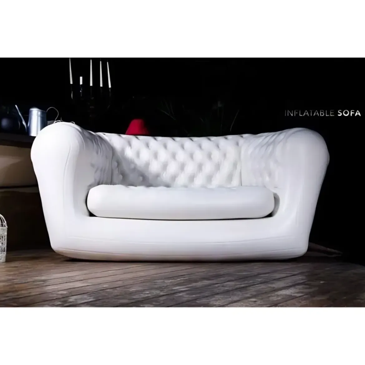 Divano Gonfiabile 2 Posti in PVC Bianco Arredo Interno Esterno Valvole