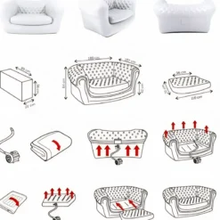 Divano Gonfiabile 2 Posti in PVC Bianco Arredo Interno Esterno Valvole