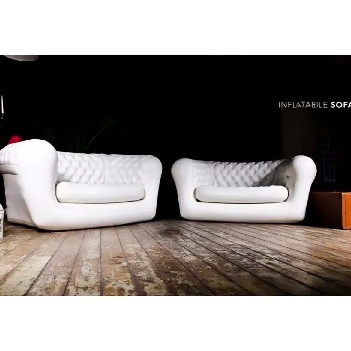 Divano Gonfiabile 2 Posti in PVC Bianco Arredo Interno Esterno Valvole