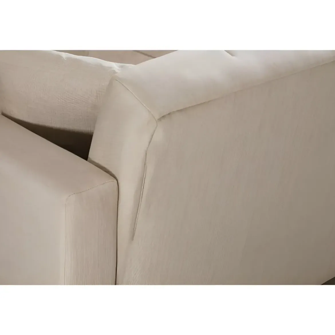 Divano Letto 3 Posti in Tessuto Crema con Contenitore 213x81x83 cm