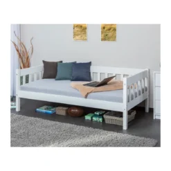 Divano Letto 90x200 Bianco Singolo a Doghe Possibile Letto Estraibile Cameretta