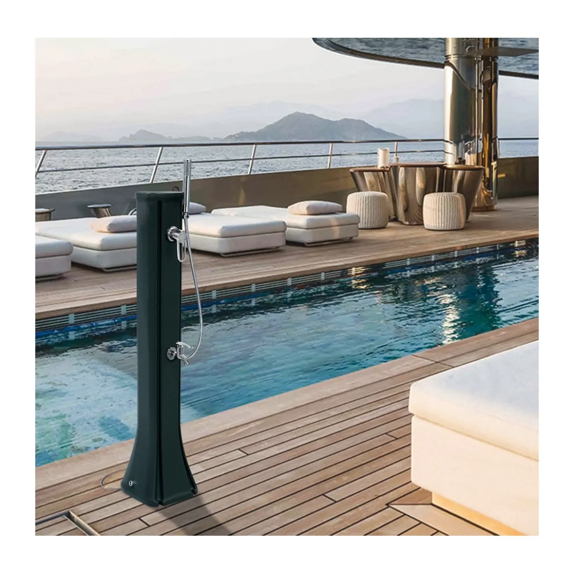 Doccia Riscaldamento Solare 23 litri Nera in Resina da Giardino Piscina Esterno