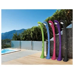 Doccia Solare da Giardino 32 litri Blu Miscelatore per Campeggio Esterno Piscina