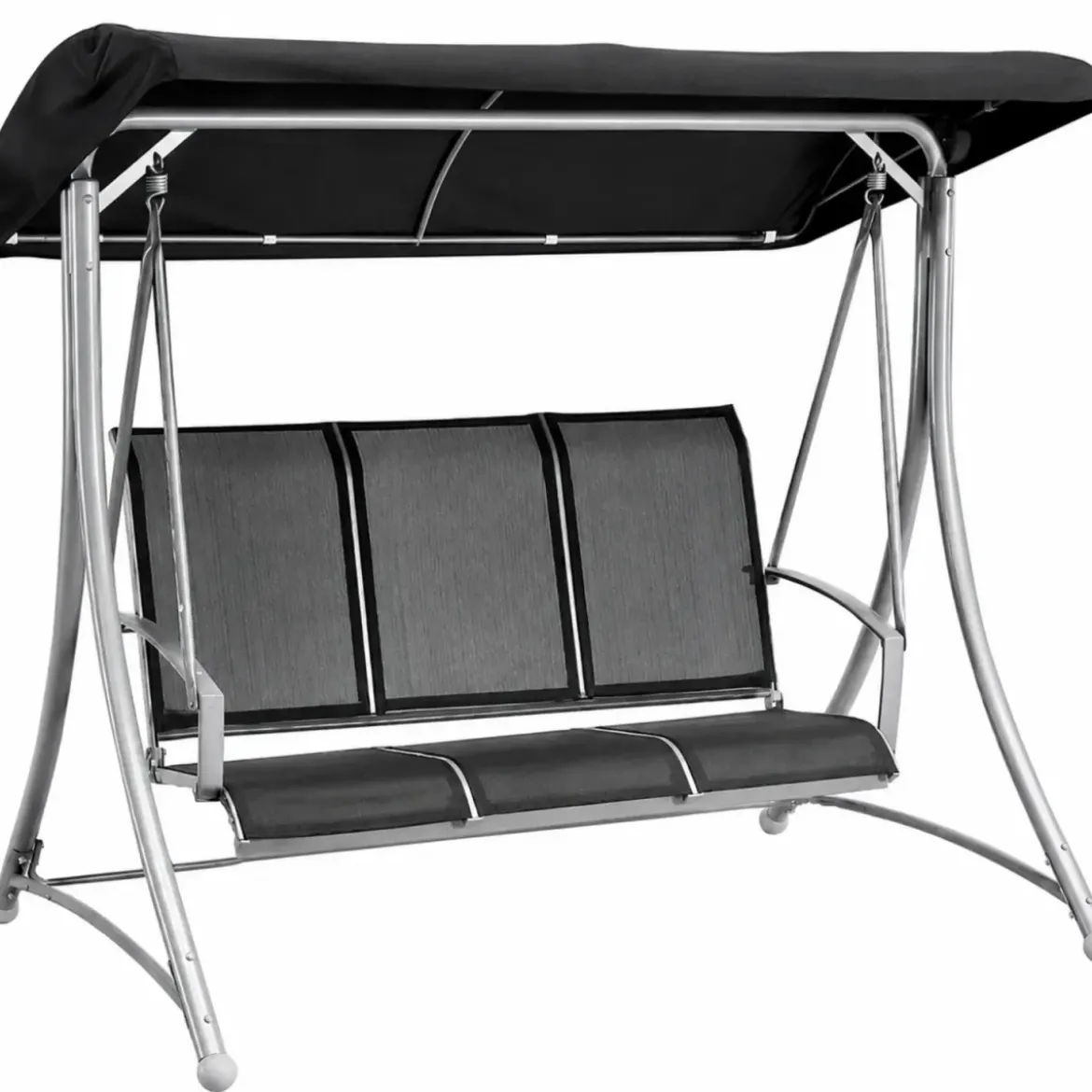 Dondolo 3 Posti Grigio 165x125x178cm con Copertura da Giardino