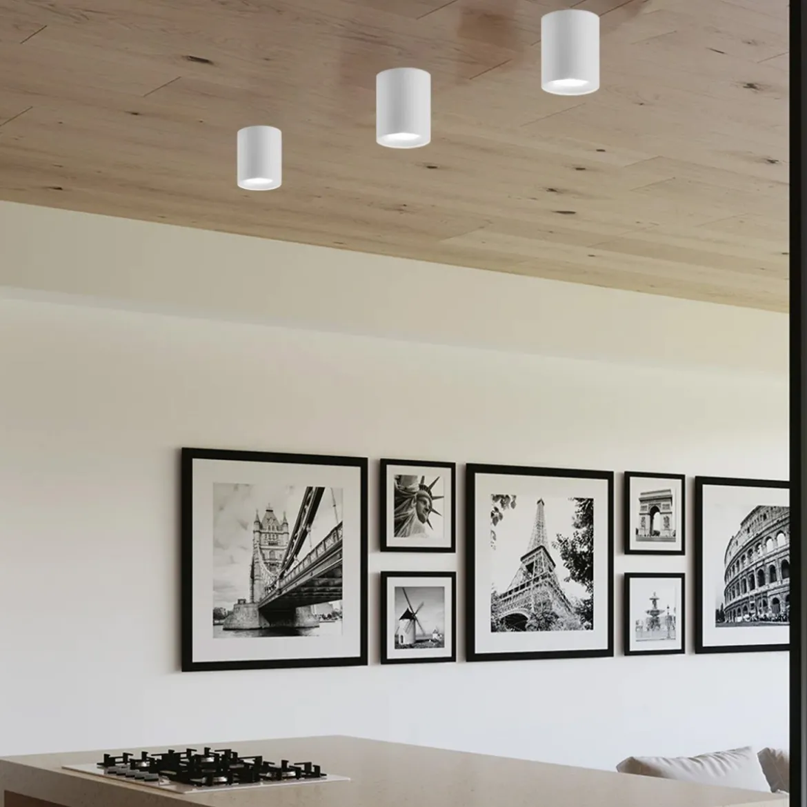 Faretto da Soffitto Punto Luce Bianco Opaco Lampada Rotonda in Alluminio