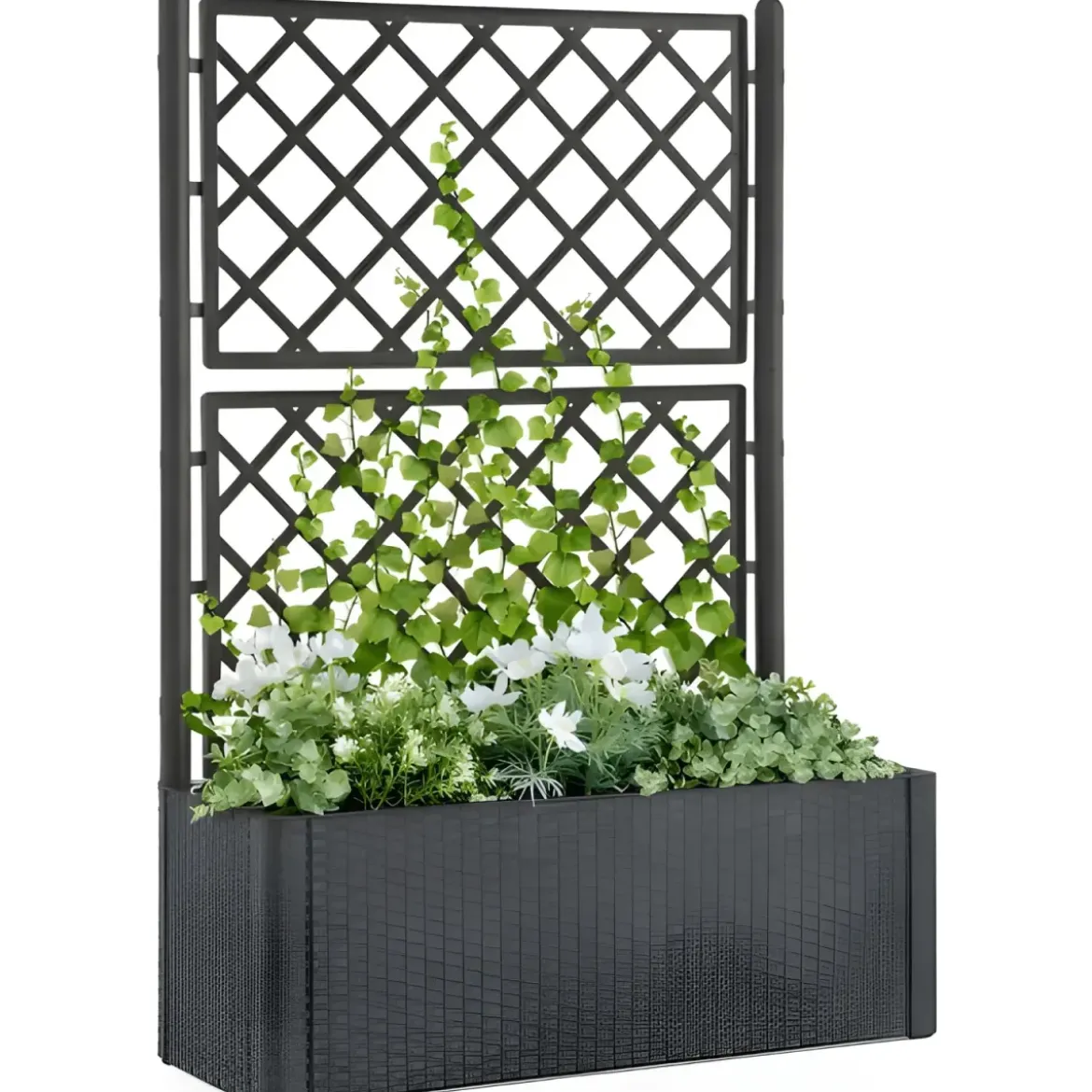 Fioriera Rettangolare 100x43 Resina con Spalliera in Pvc da Esterno Balcone Vasi