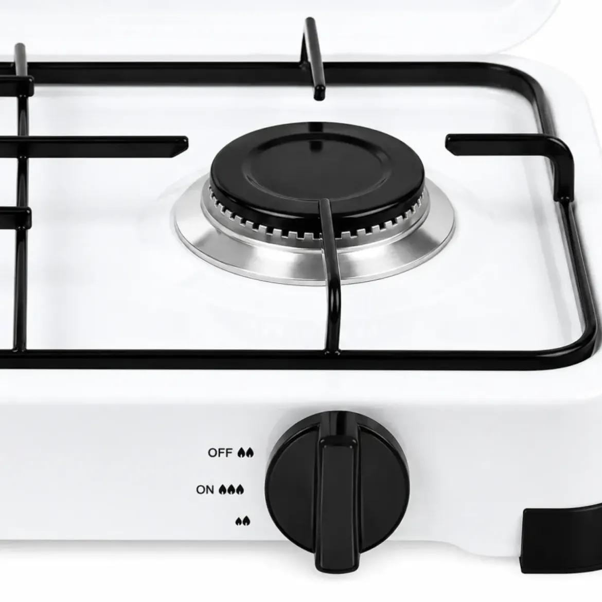 Fornello a Gas GPL 2 Fuochi Portatile 4,4 kW con Coperchio da Esterno