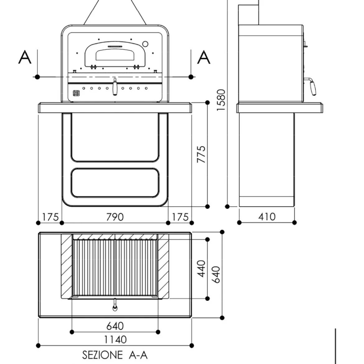 Forno a Carbonella Legna Cucina in Cemento Esterno Componibile Barbecue
