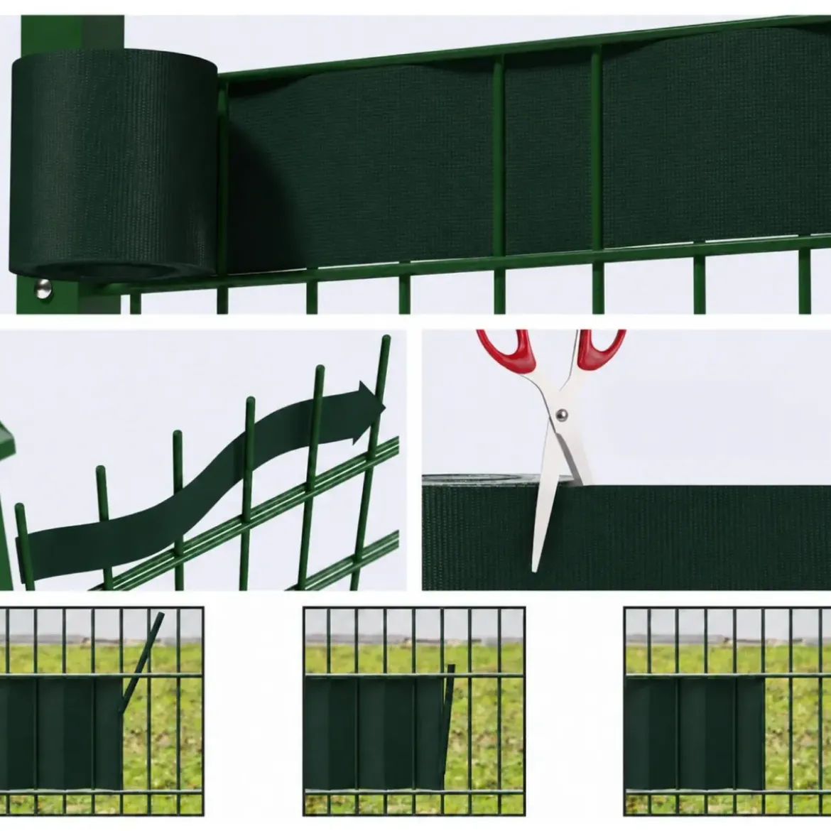 Frangivista in PVC Verde con Clip 19x3500 cm per Recinzione Balcone