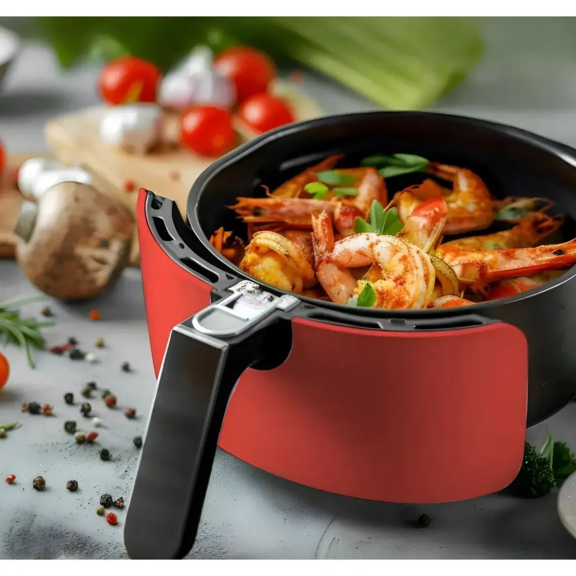 Friggitrice ad Aria 1500W 5L DCG Rosso Antiaderente Pannello LED