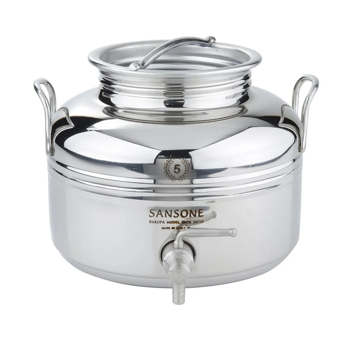 Fusto per Olio Sansone 5 litri in Acciaio Inox Contenitore con Rubinetto Bidone