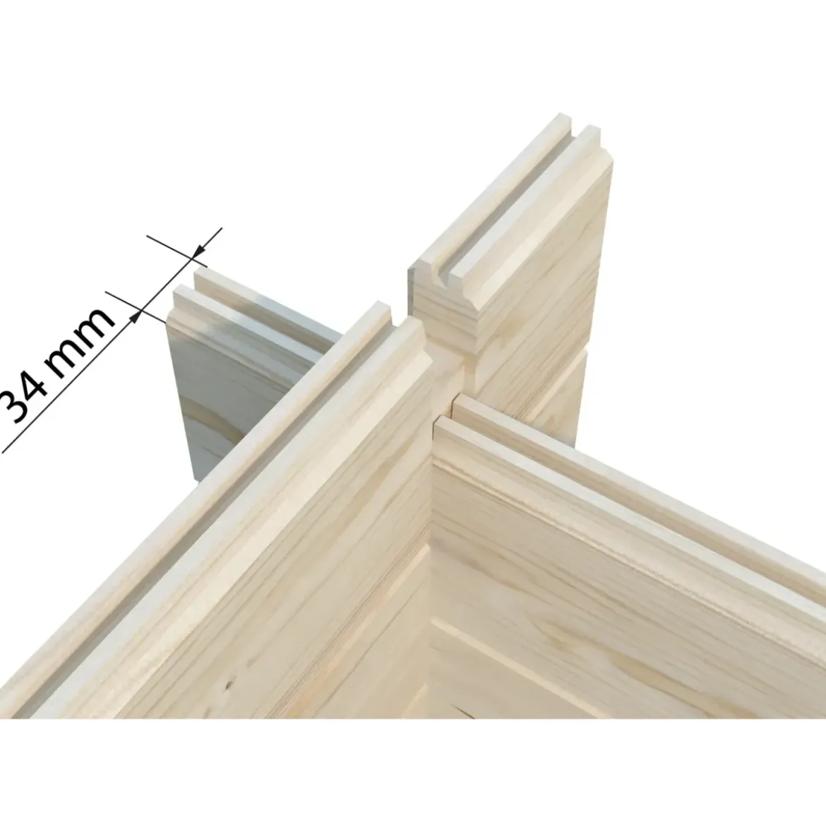 Garage in Legno 350x520 cm Blockhouse 34 mm Doppia Porta Finestra