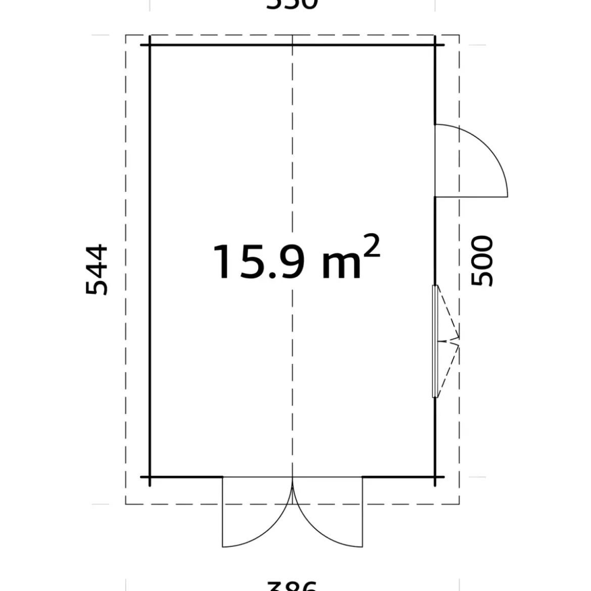 Garage in Legno 350x520 cm Blockhouse 34 mm Doppia Porta Finestra