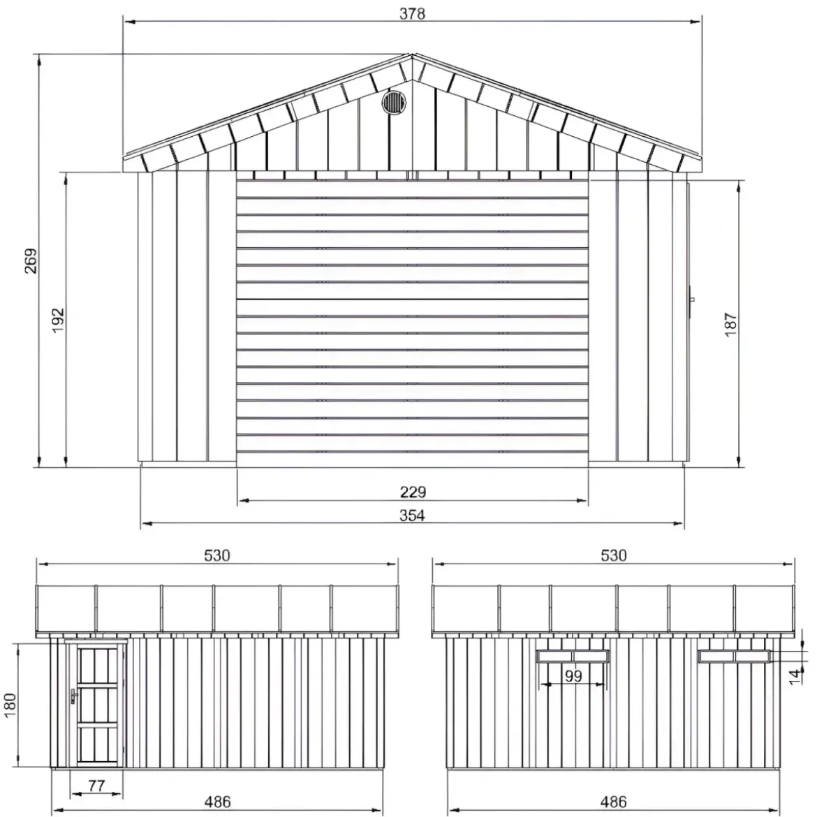 Garage in Legno 354x486 cm Box Auto Moto 17 m2 Rosso a Pannelli