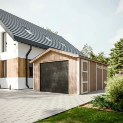 Garage in Legno 354x486 cm Box Auto Moto 17 m2 Rosso a Pannelli