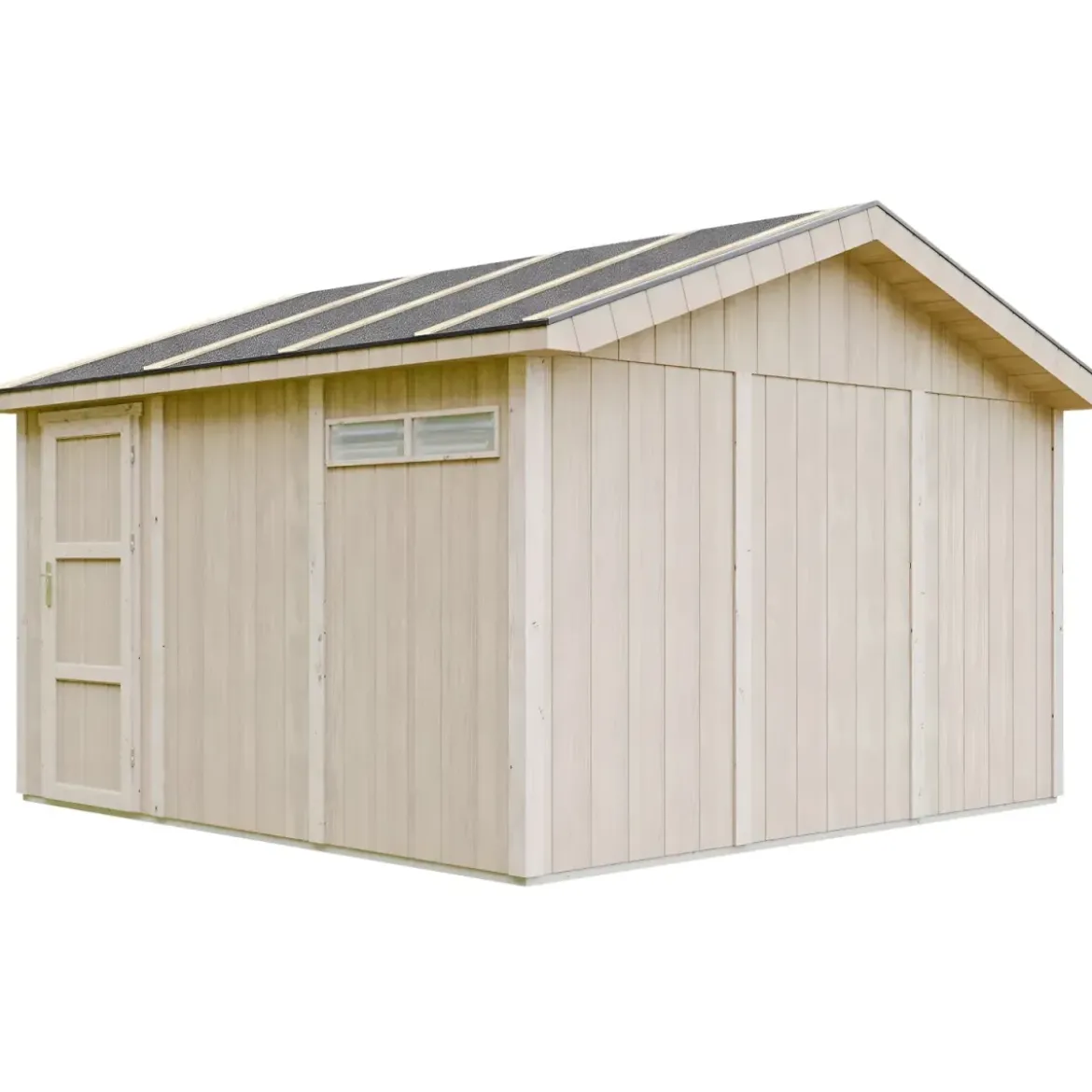 Garage in Legno 368x354 cm Miele a Pannelli Box con Porta Elettrica