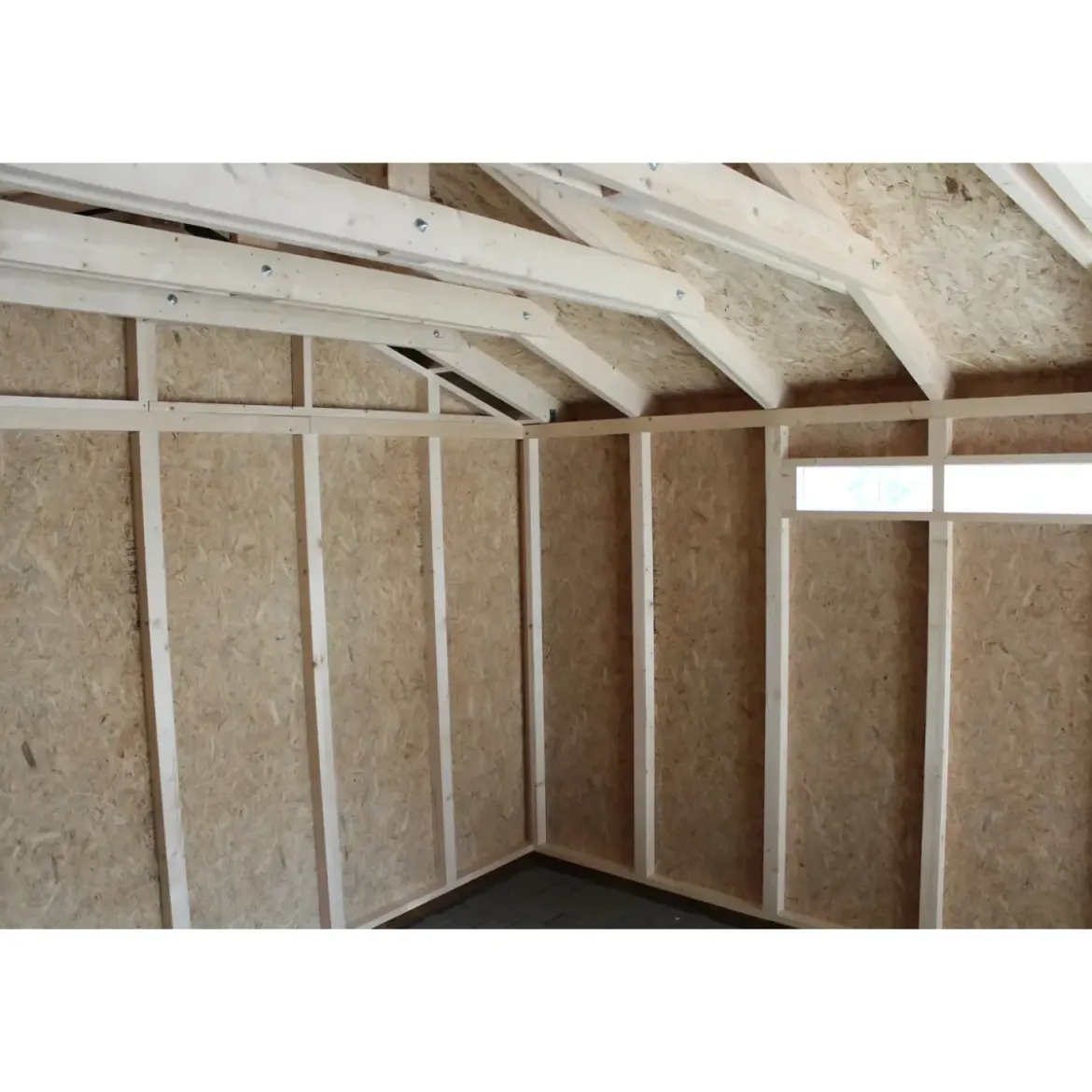 Garage in Legno 368x354 cm Rosso a Pannelli Box con Porta Elettrica