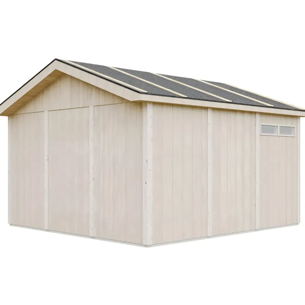 Garage in Legno 368x354 cm Rosso a Pannelli Box con Porta Elettrica