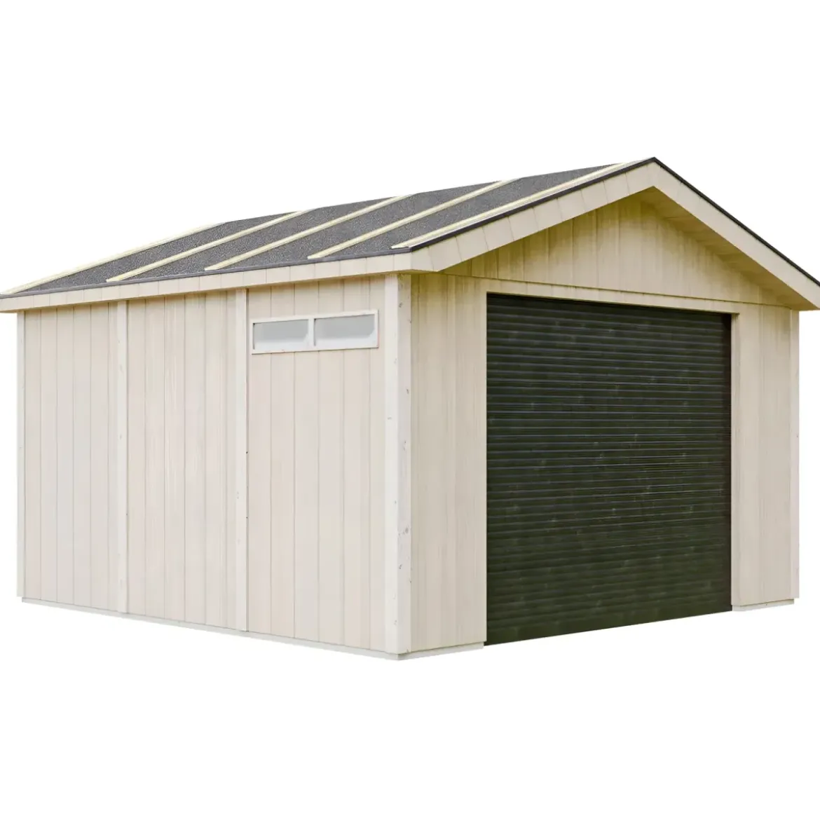 Garage in Legno 368x354 cm Rosso a Pannelli Box con Porta Elettrica