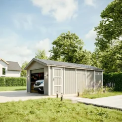 Garage in Legno 3x6 Grigio Scuro Box Auto da Esterno 21 m2 a Pannelli