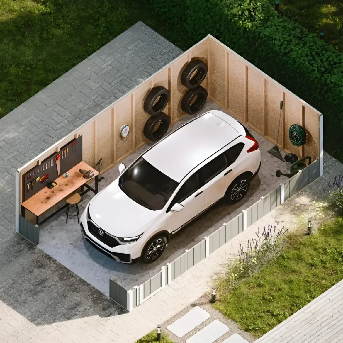 Garage in Legno 3x6 Rosso Box Auto Attrezzi Esterno 21 m2 a Pannelli