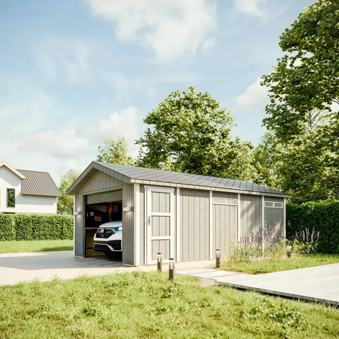 Garage in Legno 3x6 Rosso Box Auto Attrezzi Esterno 21 m2 a Pannelli