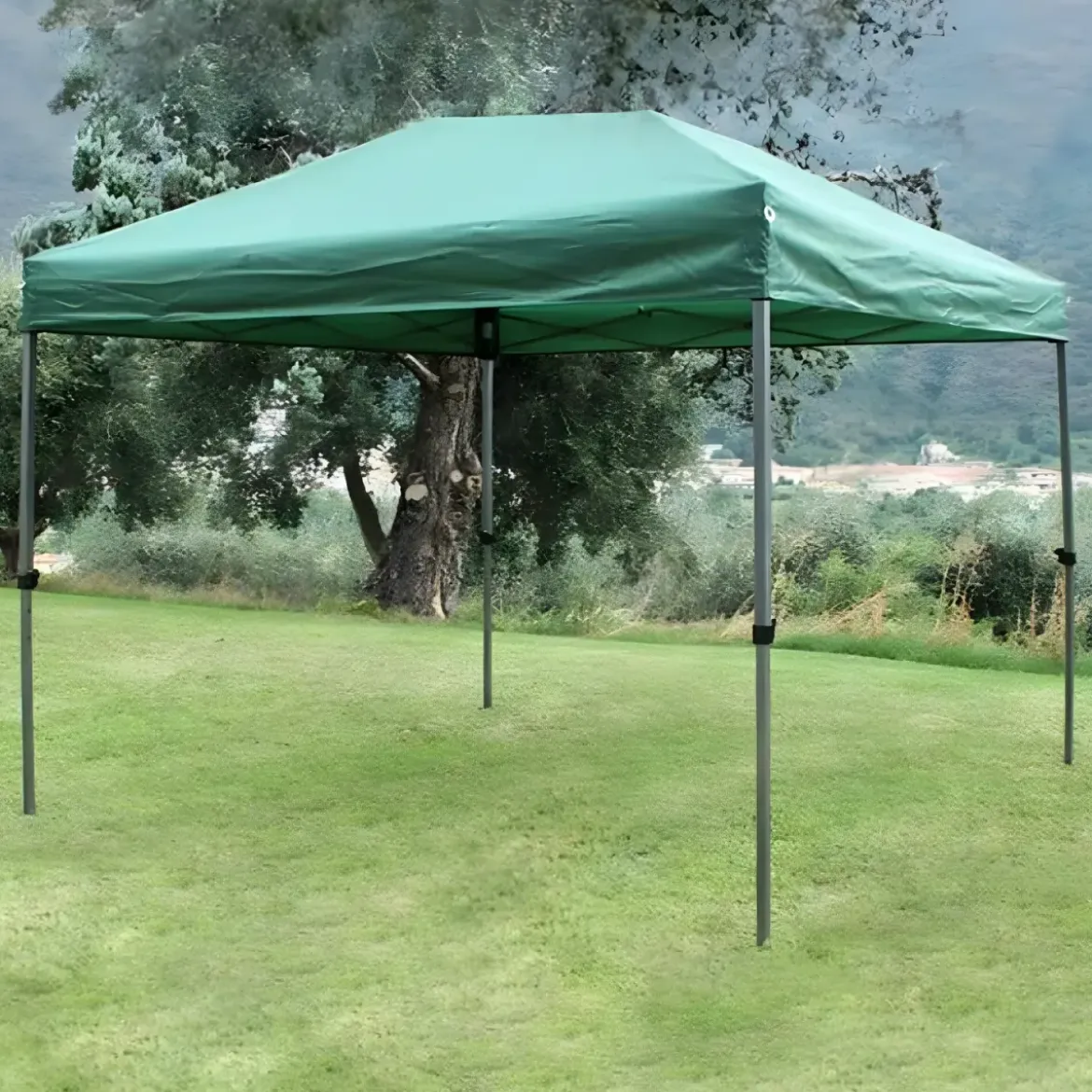 Gazebo da Giardino Pieghevole 3x4,5 Verde in Acciaio Resistente