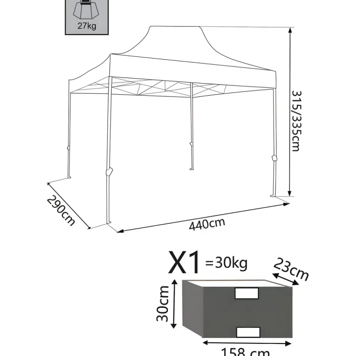 Gazebo da Giardino Pieghevole 3x4,5 Verde in Acciaio Resistente