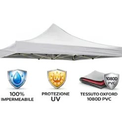 Gazebo da Giardino 2x2 a Fisarmonica Impermeabile Bianco con Sacca