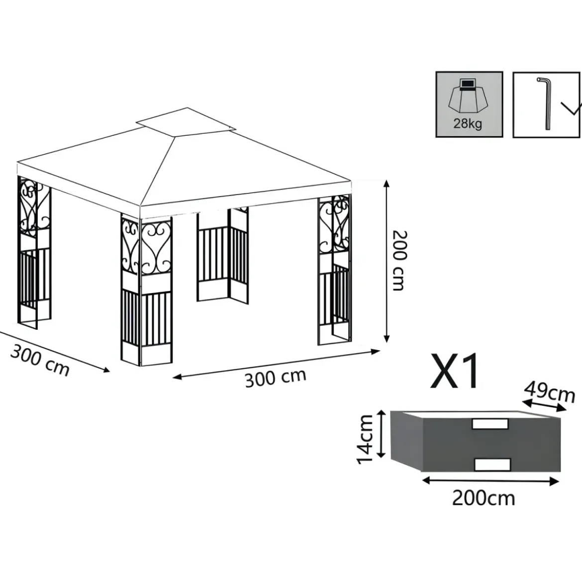 Gazebo da Giardino 3x3 Avorio e Antracite Resistente Elegante