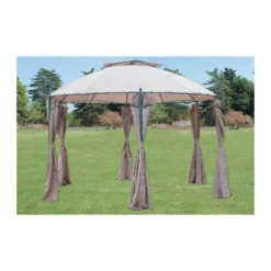 Gazebo Esagonale 3.5 in Acciaio da Esterno Giardino con Teli Pareti Laterali