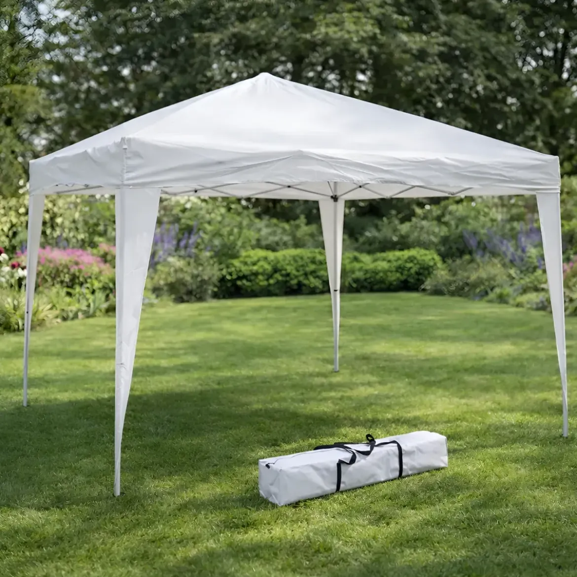 Gazebo 3x2 mt Pieghevole Bianco da Giardino Richiudibile con Borsa