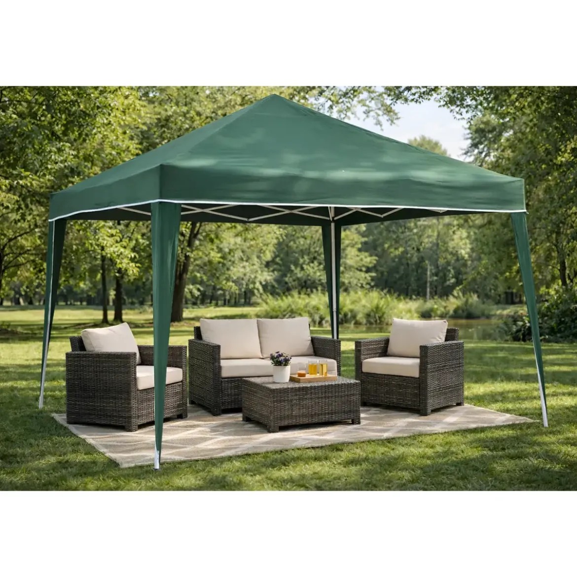 Gazebo 3x2 mt Pieghevole Verde da Giardino Richiudibile con Borsa