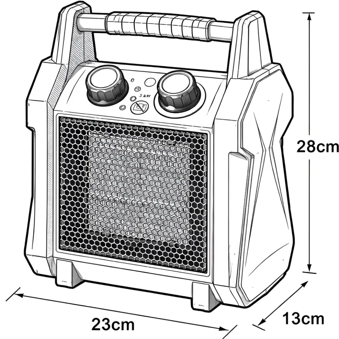Generatore Aria Calda 3kW Elettrico 220V Giallo Portatile Ceramico