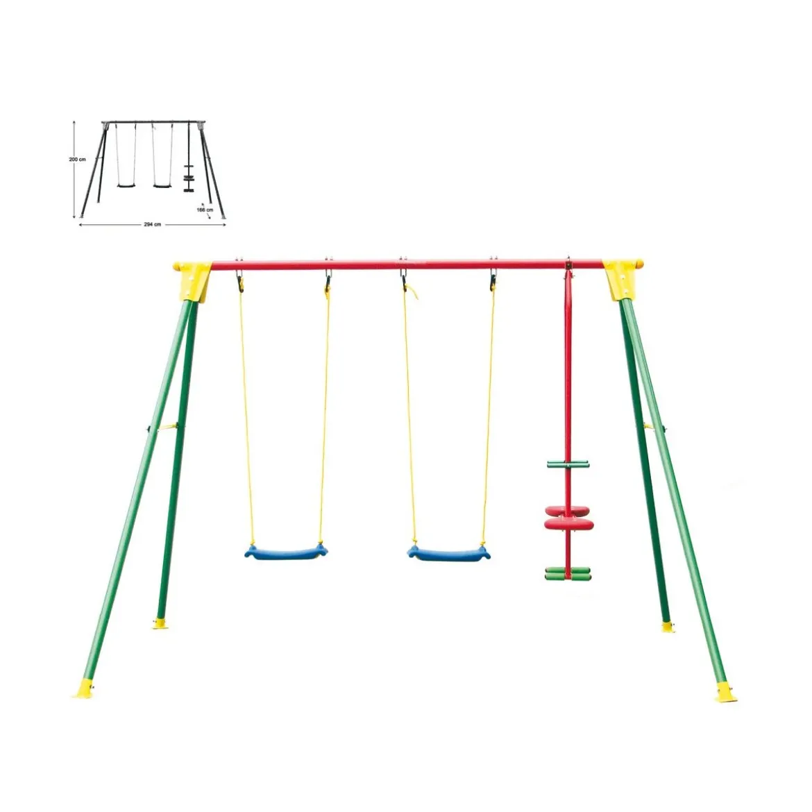 Gioco Aria Aperta Altalena Metallo Kiko 4 Cavalluccio + 2 Sedute Tavoletta Bimbi
