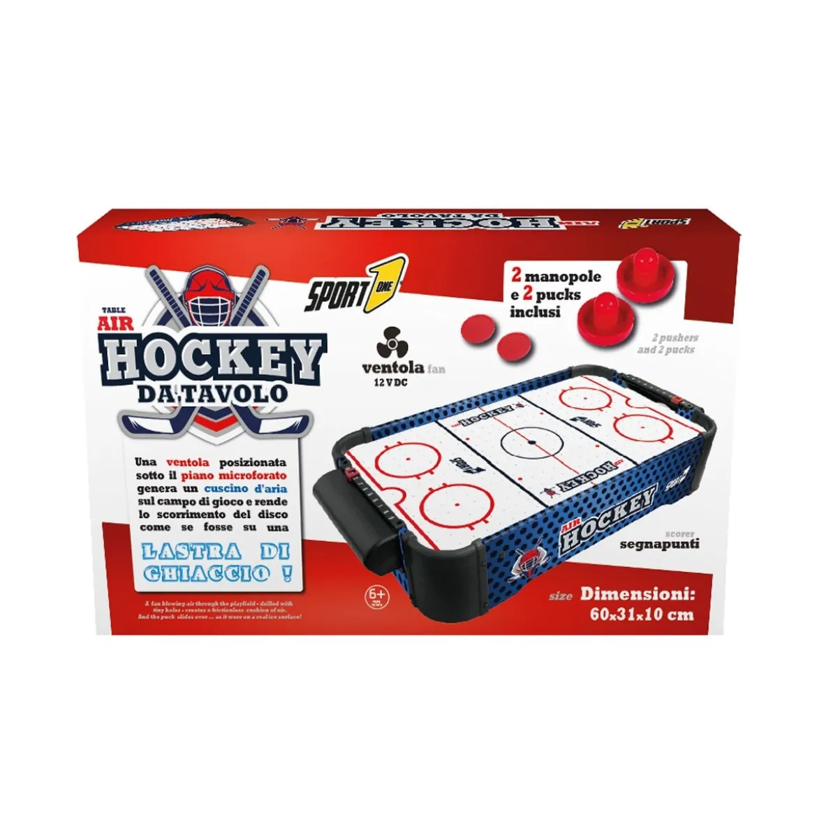 Gioco da Tavolo Air Hockey con Ventola a Batteria 2 Dischi