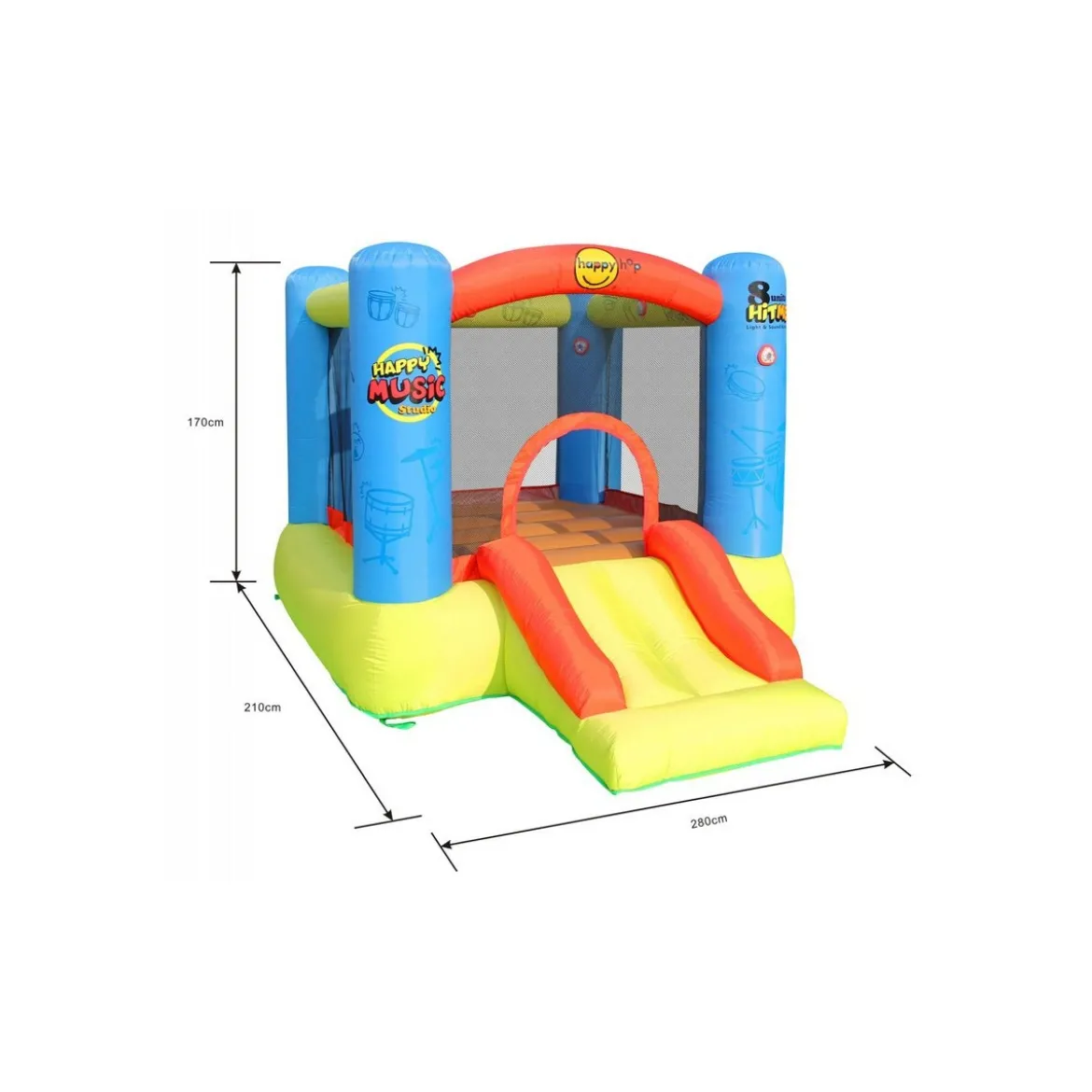 Gonfiabile per Bambini Interattivo Musica con Scivolo Gioco Castello Gonfiatore